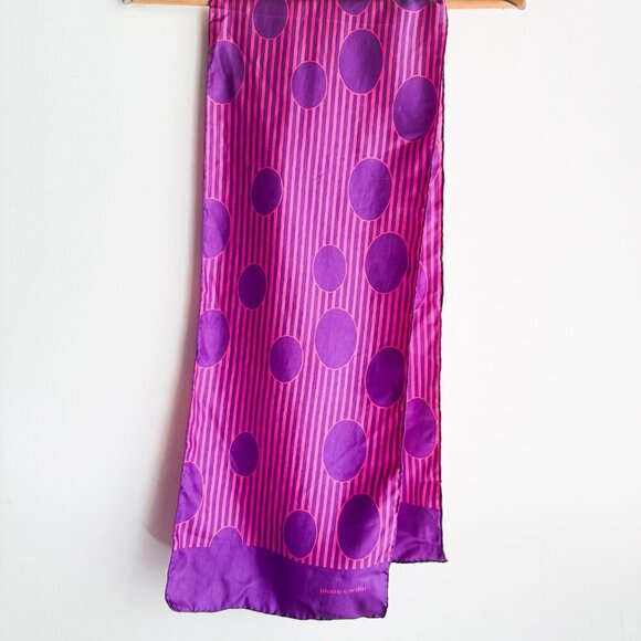 Vintage Pierre Cardin Pink Purple Hand rolled Long Scarf - Picture 3 of 6